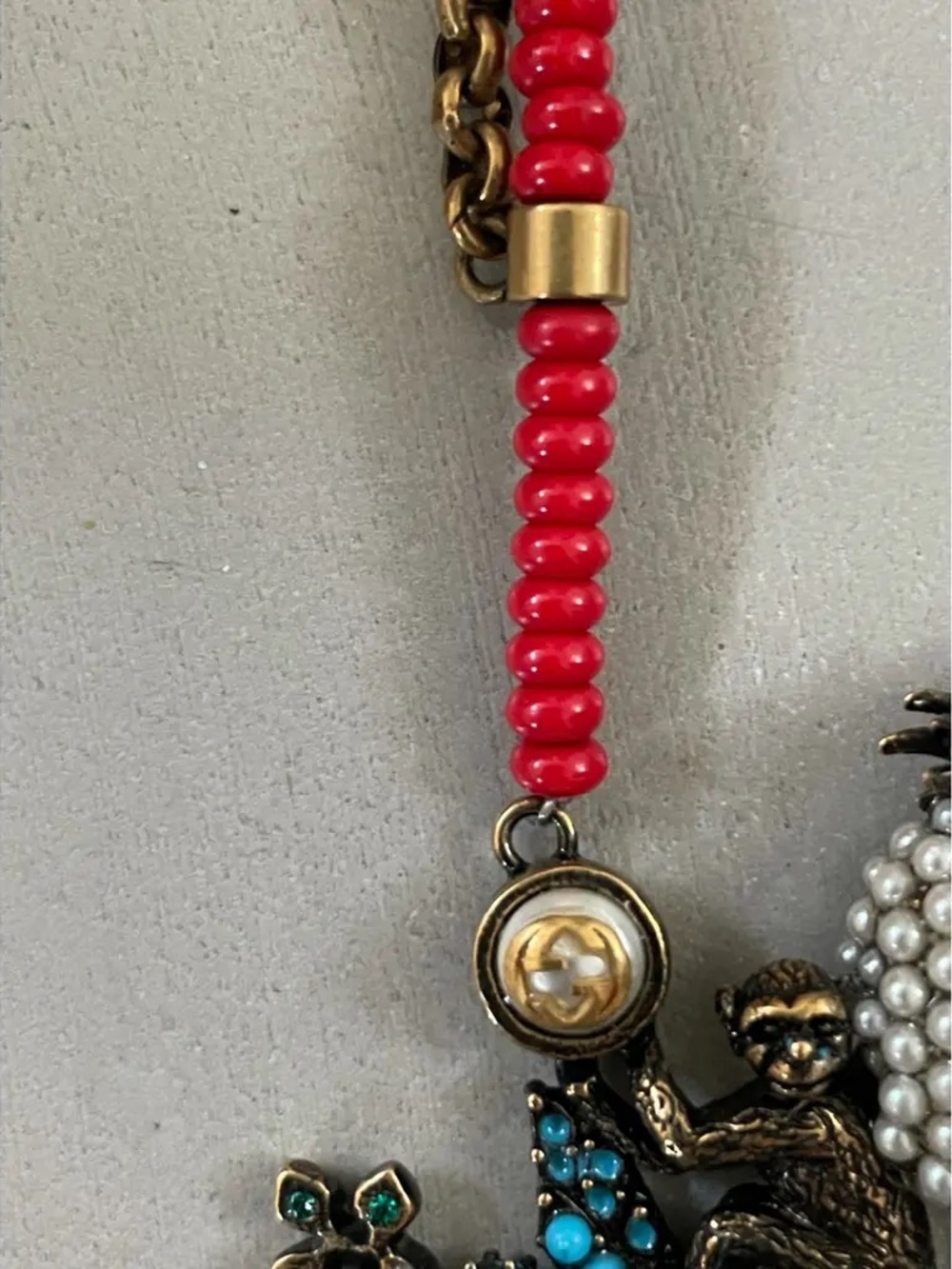 GUCCI double monkeys pearl necklace - Picture 4 of 5